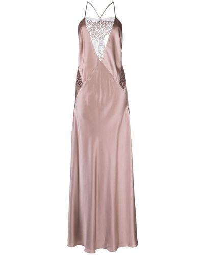 Michelle Mason Lace-inset Gown Long Sleeveless Dress - Purple