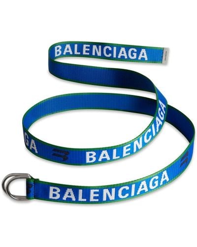 Balenciaga Cinturón con logo y hebilla en D - Azul