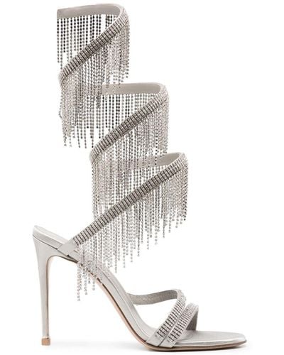 Le Silla Jewels 105mm Crystal-embellished Sandals - White