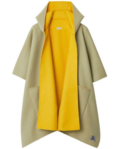 Burberry Manteau en cachemire à capuche - Jaune