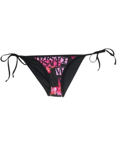 Versace Bragas de bikini con motivo floral - Negro