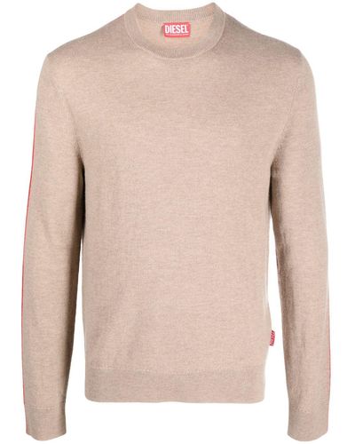 DIESEL Striped-edge Cashmere Sweater - Natural