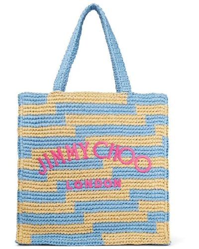 Jimmy Choo Embroidered-logo Tote Bag - Blue