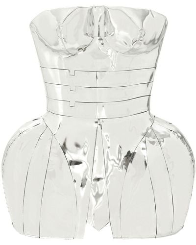 Dolce & Gabbana Kim Dolce&gabbana Mirrored Leather Minidress - White