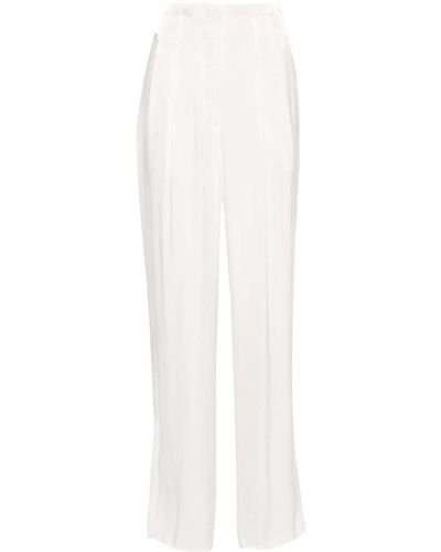 Genny Pleated Palazzo Trousers - White