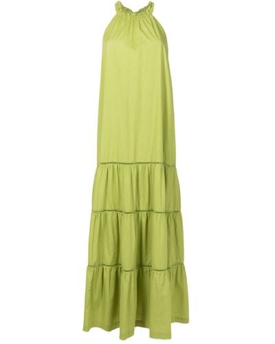 Adriana Degreas Tiered Maxi Cotton Dress - Green
