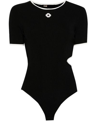 Maje Clover-embroidered Ribbed Body - Black