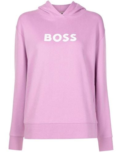 BOSS Logo-print Cotton Hoodie - Pink