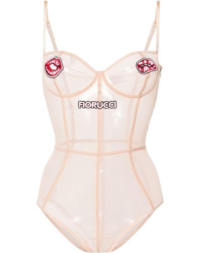 Fiorucci Kiss-patches Tulle Bodysuit - ピンク