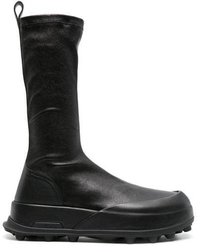 Jil Sander Leather Platform Boots - Black