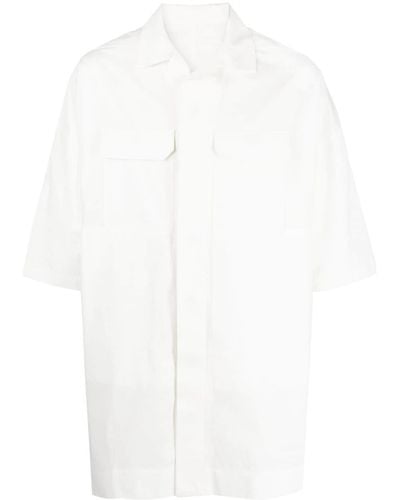 Rick Owens Chemise en coton à poches à rabat - Blanc