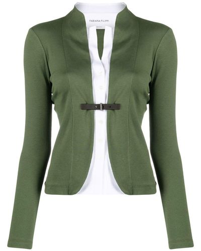 Fabiana Filippi Buckle-fastened Cotton-blend Jacket - Green