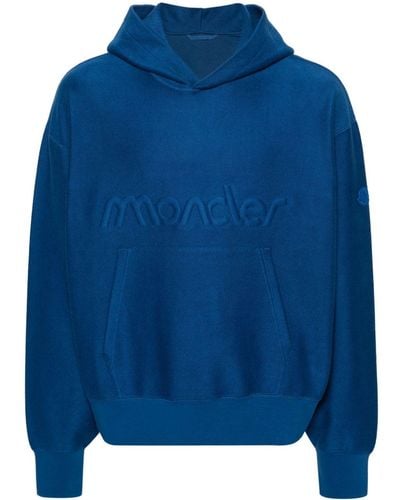 Moncler Logo-embossed Terry-cloth Hoodie - Blue
