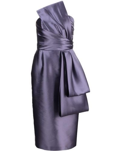 Alberta Ferretti Oversized-bow Strapless Midi Dress - Blue