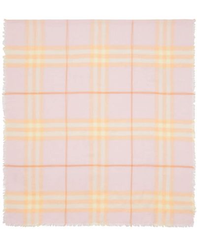 Burberry Check-print Wool Scarf - Pink