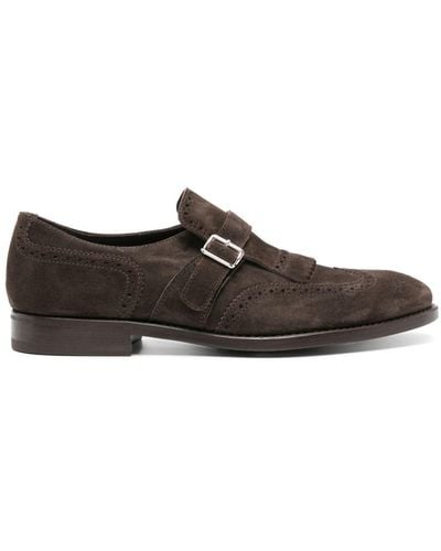 Henderson Fringe-detail Suede Monk Shoes - Brown