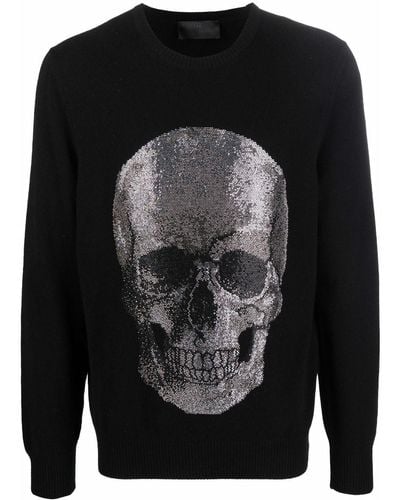 Philipp Plein Iconic Skull Cashmere Sweater - Black