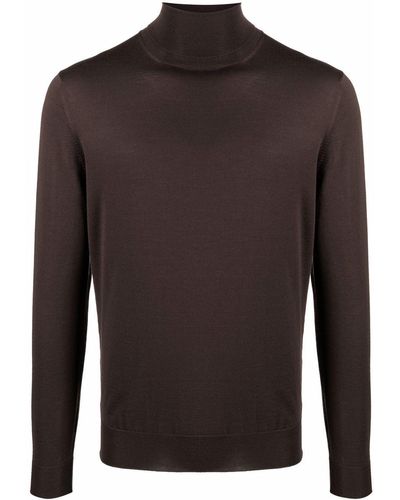 Dell'Oglio Roll-neck Merino Sweater - Brown