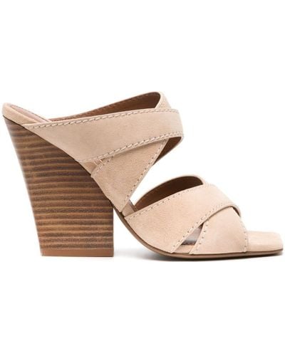 Paris Texas Strappy Suede Mules - Natural
