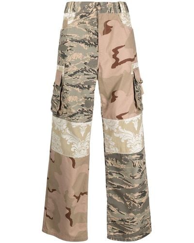Marine Serre Patchwork Cargo Trousers - Natural