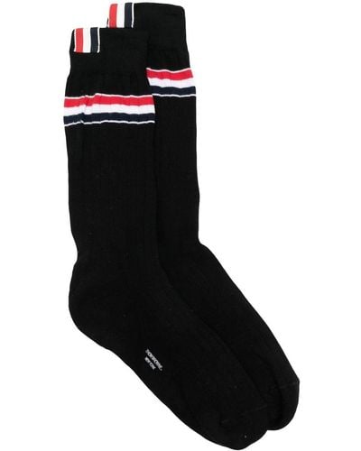 Thom Browne Rwb Striped Socks - Black