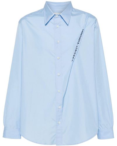 Y. Project Besticktes Hemd aus Popeline - Blau