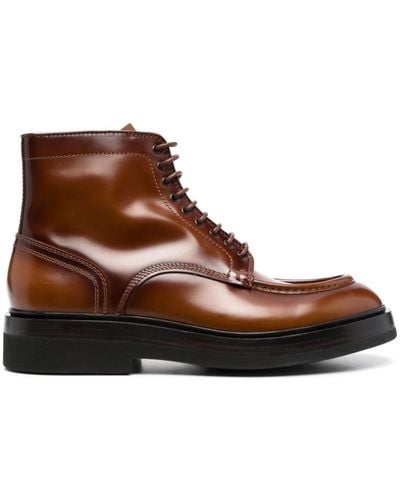 Santoni Lace-up Leather Boots - Brown