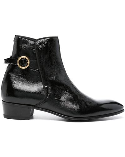 Lardini Crinkled Leather Boots - Black