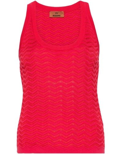 Missoni Zigzag-woven Cotton-blend Tank Top - Red