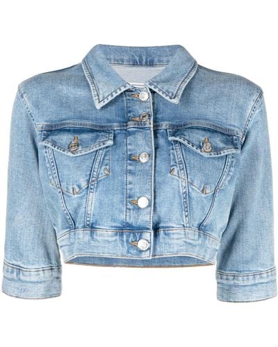 Moschino Jeans Cropped Denim Jacket - Blue