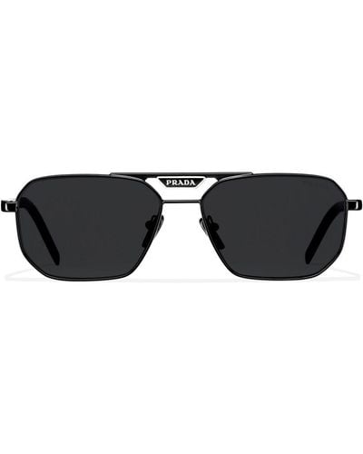 Prada Symbole Geometric-frame Sunglasses - Black