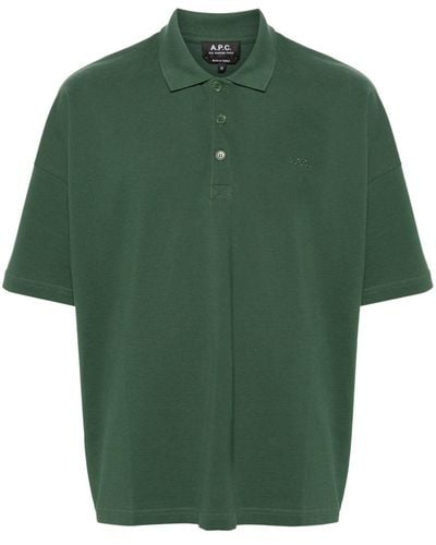 A.P.C. Logo-embroidered Cotton Polo Shirt - Green