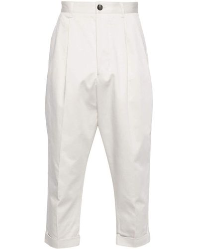 Ami Paris Tapered-leg Cotton Pants - White