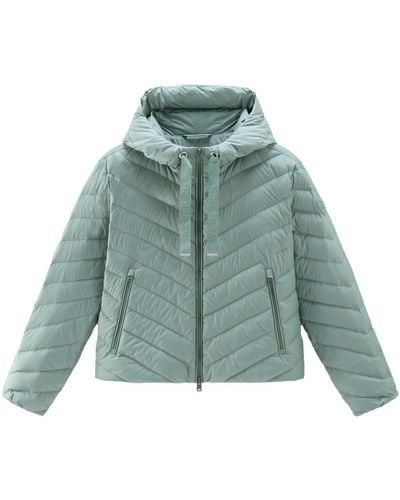 Woolrich Hooded Chevron-quilted Puffer Jacket - Green