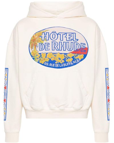 Rhude Hotel Cotton Hoodie - Grey