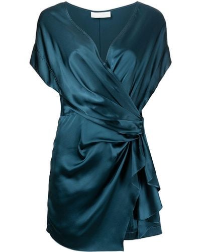 Michelle Mason Vestido corto con detalle drapeado - Azul