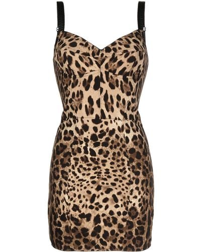 Dolce & Gabbana Leopard-print Corset Minidress - Black