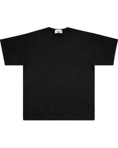 Supreme X Stone Island T-shirt Met Logo - Zwart