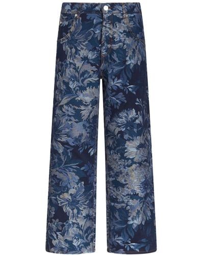 Etro Floral-jacquard Wide-leg Jeans - Blue