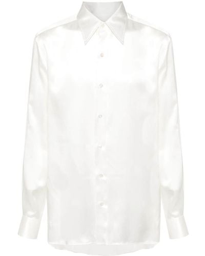 Tom Ford Long-Sleeve Silk Shirt - White