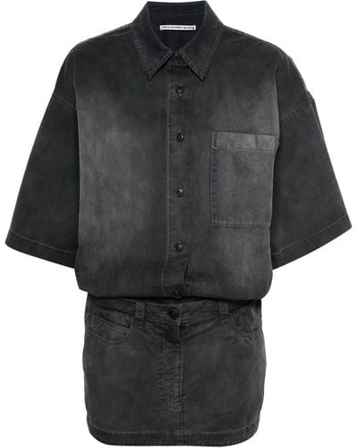 Alexander Wang Denim Mini Shirt Dress - Black