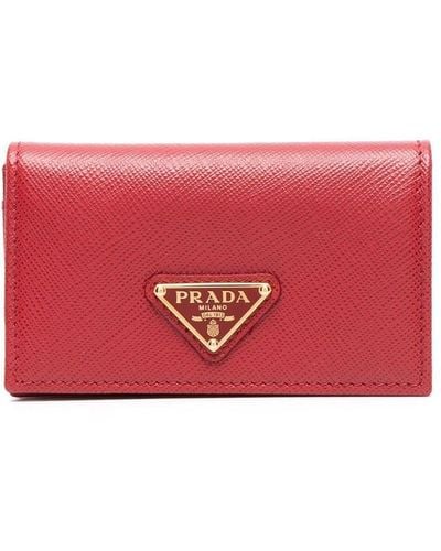 Prada Logo-plaque Leather Purse - Red