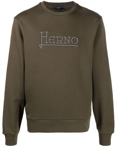 Herno Sweater Met Geborduurd Logo - Groen