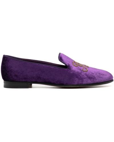 Ralph Lauren Collection Alonzo Velvet-finish Loafers - Paars