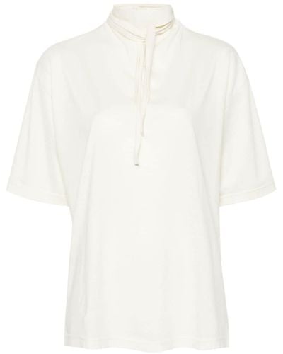 Lemaire Camiseta con lazo en el cuello - Blanco