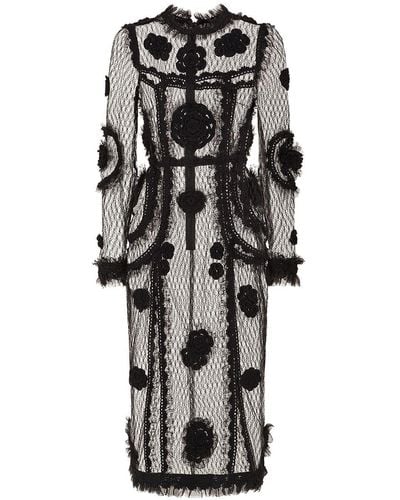 Dolce & Gabbana Floral-embroidered Sheath Dress - Black