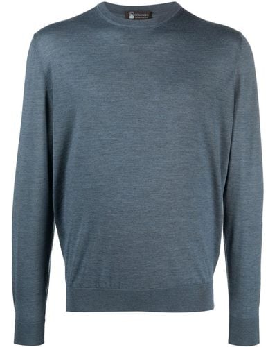Colombo Crew-neck Fine-knit Sweater - Blue