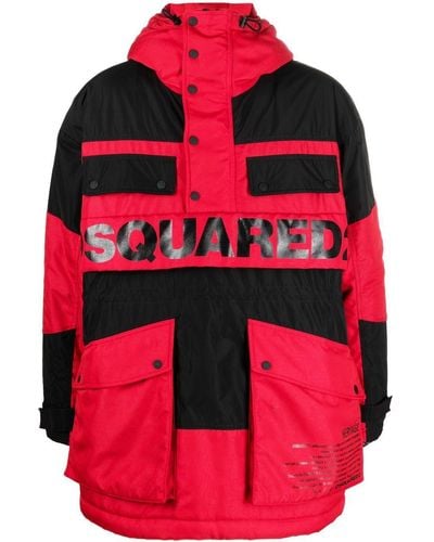 DSquared² Gefütterter Mantel mit Logo-Print - Rot