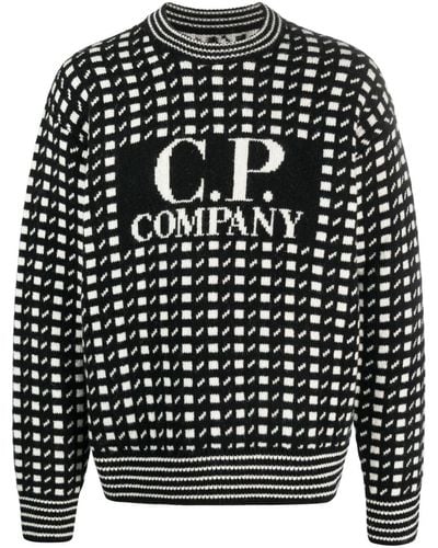 C.P. Company Logo Intarsia-knit Wool Sweater - Black