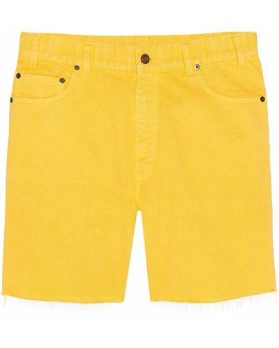 Saint Laurent Mid-rise Denim Shorts - Yellow